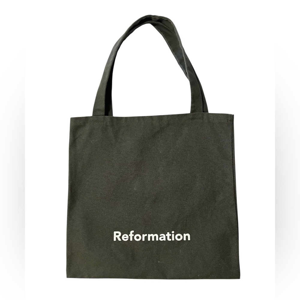 Reformation Green Canvas Tote Bag